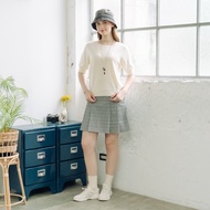[CUMAR] Glen Check Classic Stretch Shorts Skirt Black