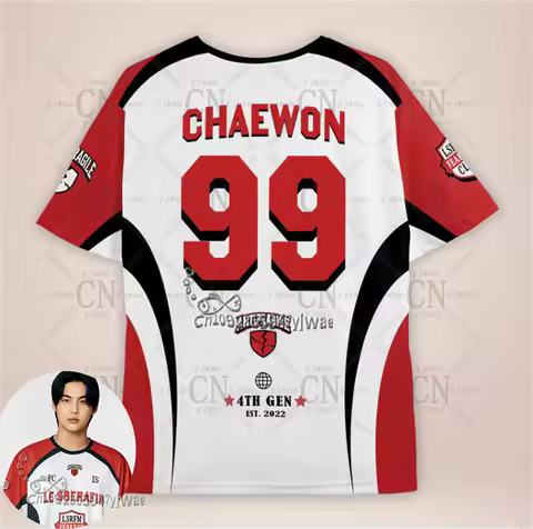 2026 New Kpop Fashion Jersey C-Chaewon Digital Graphic Short Sleeved Pop Music Tee Fan Gift Summer M