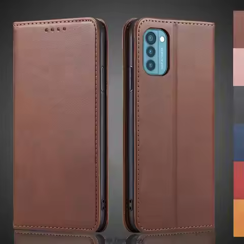 Magnetic attraction Leather Case for Nokia G21 / Nokia G 21 Card Holder Holster Flip Cover Case Wall