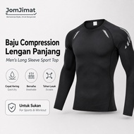 [JOM JIMAT] Men Long Sleeve Compression Shirt Baju Sukan Lelaki Quick Dry Gym Running Top