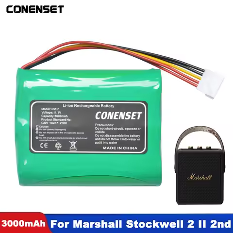 11.1V 3000mAh C406A1 3INR19/66 Battery For Marshall Stockwell 2 II 2nd Bluetooth Wireless Speaker Bl