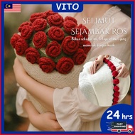 🔥Flower Crochet Bouquet Blanket rose Blanket crochet Bouquet Blanket Give Good Friend Selimut Mawar