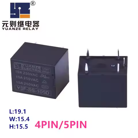 1Pcs YUANZE Relay Y3F-SS-105D 112D 124D DM 4PIN/5PIN 10A Synchronous JQC/HF3FF SRD-12VDC-SL-C T73 5V