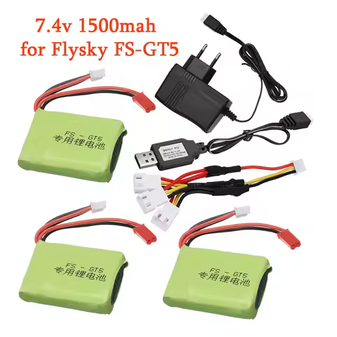 7.4v 1500mah Lipo Battery and Charger Set for Flysky FS-GT5 MC6C/MCE7 2.4G 6CH Transmitter 2s 7.4v B