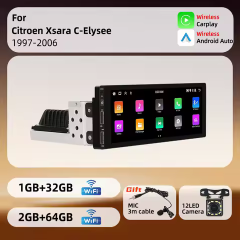 For Citroen Xsara C-Elysee 1997-2006 6.86" Screen Stereo 1 Din Android Car Multimedia Radio CarPlay 