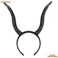 HUHNOT Antelope Horn Headpiece, Witch Headdress Devil Queen Devil Horn Headpiece,  Black Demon Sheep