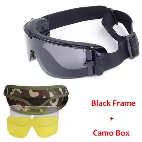 Airsoft Tactical Goggles X800 Black 3 Lens Windproof Glasses for Motorcycle Outdoor Wargame