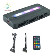 ARGB Controller 5V/3Pin ARGB 4Pin Fan PWM HUB PWM ARGB Fan Hub ARGB Hub Splitter for Computer PC Cas