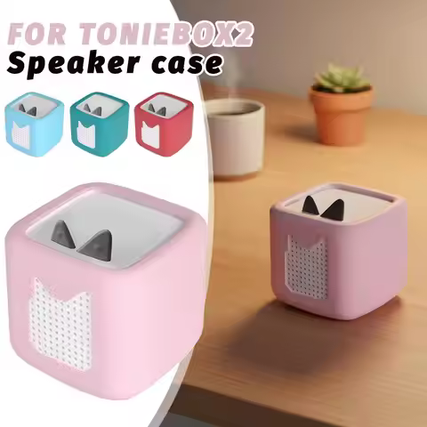 For Toniebox2 Speaker Protective Case Cute Cat Ear Soft Silicone Shockproof Protective Cover Anti-Sc