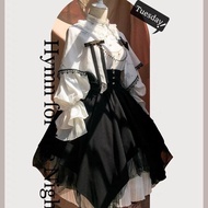 Halloween Gothic Lolita Outfit - Lantern Sleeve Shirt & Half Skirt
