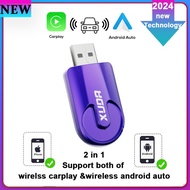 XUDA 2-in-1 car mini wireless Carplay/Android Auto adapter car smart AI box การเชื่อมต่ออัตโนมัติ pl