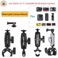 Motorcycle Bicycle Camera Holder Handlebar Mirror Mount Bike Bracket for GoPro 12 11 Insta360 X4 X3 Action Camera