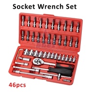 Full SET 46PCS Vehicle Spanner Screwdriver Set Ketatkan Skru Pengetat Skru Screw loosening tool box 