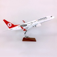 Turkish Airlines Boeing 737-800 High Quality 47cm Aircraft Model with LED Cockpit and Cabin Lights