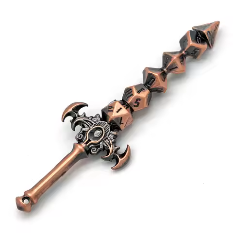Cusdie Metal Dice Sword Keychain D4 D6 D8 D10 D12 D20 Creative Design Durable Metal Alloy for DND Ro