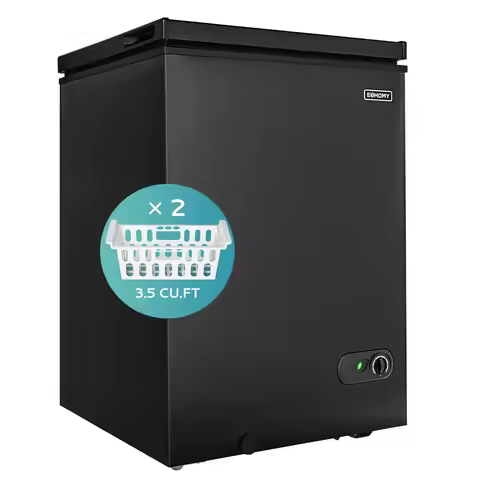 3.5 Cu.Ft Chest Freezer with Removable Basket, Small Deep Freezer Adjustable 7 Thermostat, Mini Free