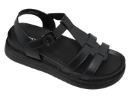 Sandal đế bằng nữ Bitas SHANAH.06 (Đen + Ghi + Kem)