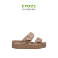 CROCS รองเท้าแตะผู้หญิง BROOKLYN BUCKLE LOW WEDGE รุ่น 207431-2Q9 - LATTE