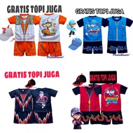 SETELAN BAJU ANAK 1 SET BOBOIBOY TOPI KOLEKSI SETELAN BAJU ANAK BOBOIBOY GALAXY AIR API HALILINTAR S