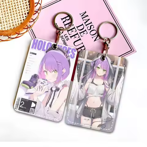 Tokoyami Towa Hololive Rectangle ID Card Case Keychain Access Card Bag Key Tag Ring Leather Card Hol