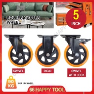 Roller Caster Wheel 5" 125mm Heavy Duty 90kg Load Rigid/Swivel/Brake Furniture Trolley Replacement R
