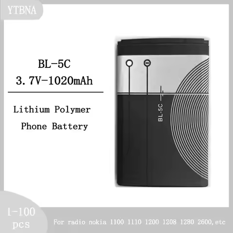 BL5C BL-5C 3.7V Lithium Polymer Phone Battery for Radio Nokia 1100 1110 1200 1208 1280 2600 2700 310
