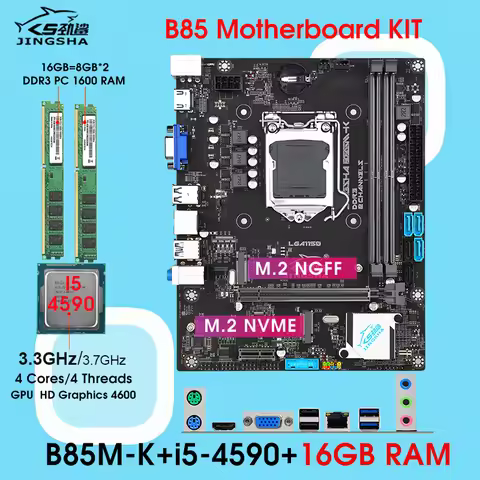 B85 Motherboard Kit set with i5 4590 CPU and 16GB DDR3 RAM Combo Placa Mae Desktop Assembly LGA1150 