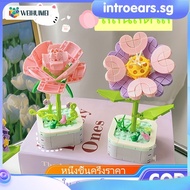 INTR DIY Flower Building Blocks, Sunflower Building Blocks Toys, Flower Building Blocks With Protect