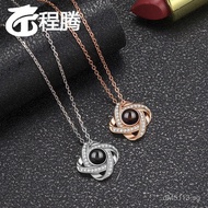 I love you pure silver100Fashion Necklace Surround Projection Language s925Four Leaves European and 