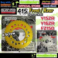 SUPRIMO 415 Yamaha Y15 Y15ZR Y16 Y16ZR 6 Screw Gold Rear 415 Sprocket Racing Front Spocket Spoket 6 