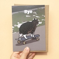 Greeting Card bye skateboard car meme Quit Work cat Pattern Funny anniversary Birthday Card Farewell