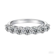 Total 2.1ct 7 Stones rings 4mm round cut moissanite band ring eternity wedding engagement ring