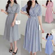 KATUN OSCAR FS ] GAVITA TOP STRIPE DRESS -BYK COLOR COTTON STRIPE FRONT BUTTONS LIVE BEST FASHION GA