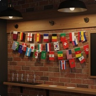 Devoko Fan Essential 32 Countries Flag String Colorful 32 Countries Flag Garland Bright Color for Ta