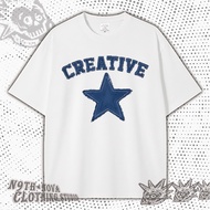 24H SHIP N9THNOVA T-shirt CREATIVE lettering blue five-pointed star print trend casual
