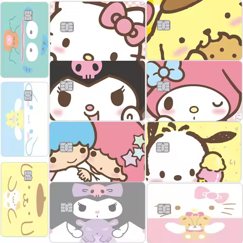 1pc Hangyodon Kuromi My Melody Kt Cinnamoroll Pochacco Credit Debit Card Stickers Anime Kawaii Film 