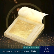 10 Lbr Edible Gold Leaf Foil Sheet Food Grade Kertas Emas Prada Kimpo 4.33CM & 9.33CM Untuk Dekorasi