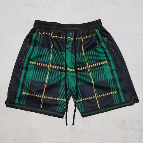 Trillest Boston Urban Style Black Heavyweight Mesh Digital Printed Basketball Shorts with Zipper Poc