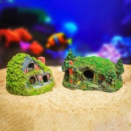 NEEDWAY Hobbit House Cave, Decorative Resin Moss House Landscaping, Creative Lifelike Simulation Fis