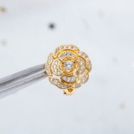 Chanel outlet金色山茶花鑽石耳環