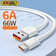 NNBILI 6A 66W USB C Super Fast Charger Adapter, USB A To Type C Super Fast Charging Data Cable, Comp