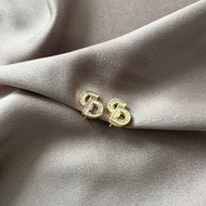 Dior鍍金經典CD水晶耳夾耳環 極美品 日本中古vintage