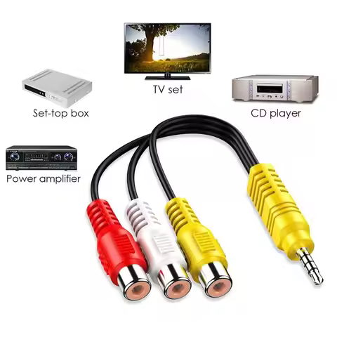 Portable 3 RCA Female RCA Cable 20cm Stereo 3.5mm to Cable 3.5mm Aux Male Audio Video AV