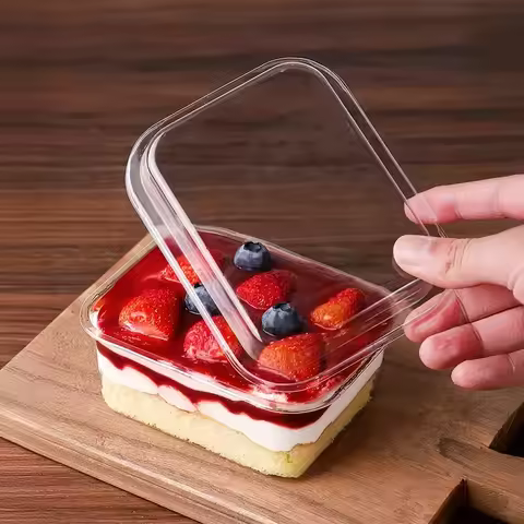 6/12/24PCS Disposable Transparent Plastic Cake Box Dessert Packaging Box Fruits Bakeries Dessert Sho