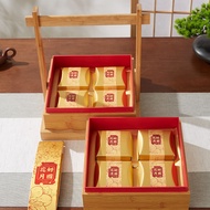 High-End Bamboo Grain Bamboo Box Mid-Autumn Moon Cake Tea Package Box Chinese Tea Gift Box Box Pastry Box Gift Gold Box Two Layers/Bamboo Woven Dragon Boat Festival Zongzi Moon Cake Bamboo Basket Gift Box