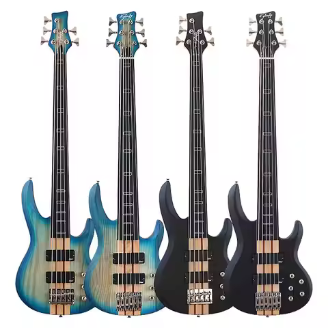 Fretless 5 String 6 String Active Electric Bass Guitar Ashwood Body Matte 43Inch Neck Through Bass B