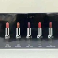 Dior新出的限量脣膏五支套裝Mini各1.4g套裝最熱門5色色號分別是：999, 772, 964, 962, 434