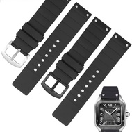Untuk Cartier Santos Sandoz Siri 100 Gelang Getah Lelaki Hitam Kalis Air Lembut Selesa Silikon Jam T
