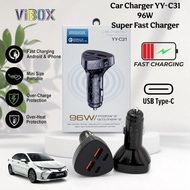 Saver Vibox YY-C31 96W Fast Charging QC 3.0 + PD Dual USB & Type-C Universal Car Charger [RAG]