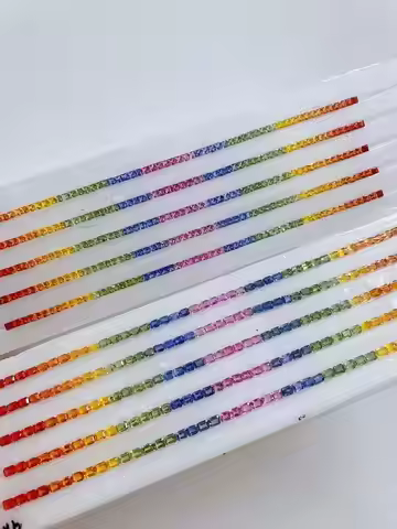 New Fashion High Quality Princess Cut Loose Gemstones Gradient Rainbow Strips corundom lab grown gem